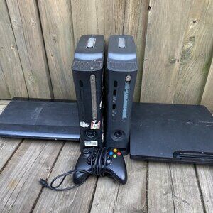 Lot of 4 Gaming Consoles - 2 Playstation 3s & 2 Xbox 360s - Untested